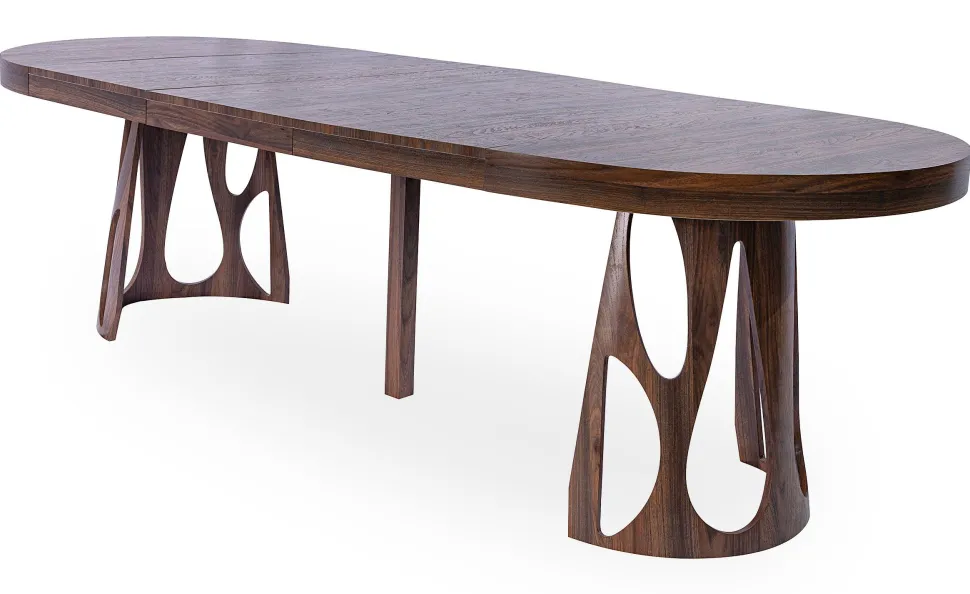 Table ronde extensible Lawina L110-260cm avec pieds design Bois Noyer