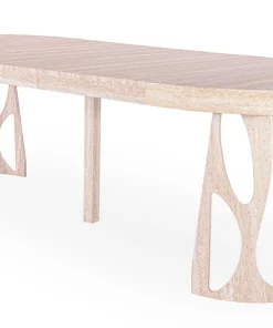 Table ronde extensible Lawina L110-260cm avec pieds design Effet travertin Beige