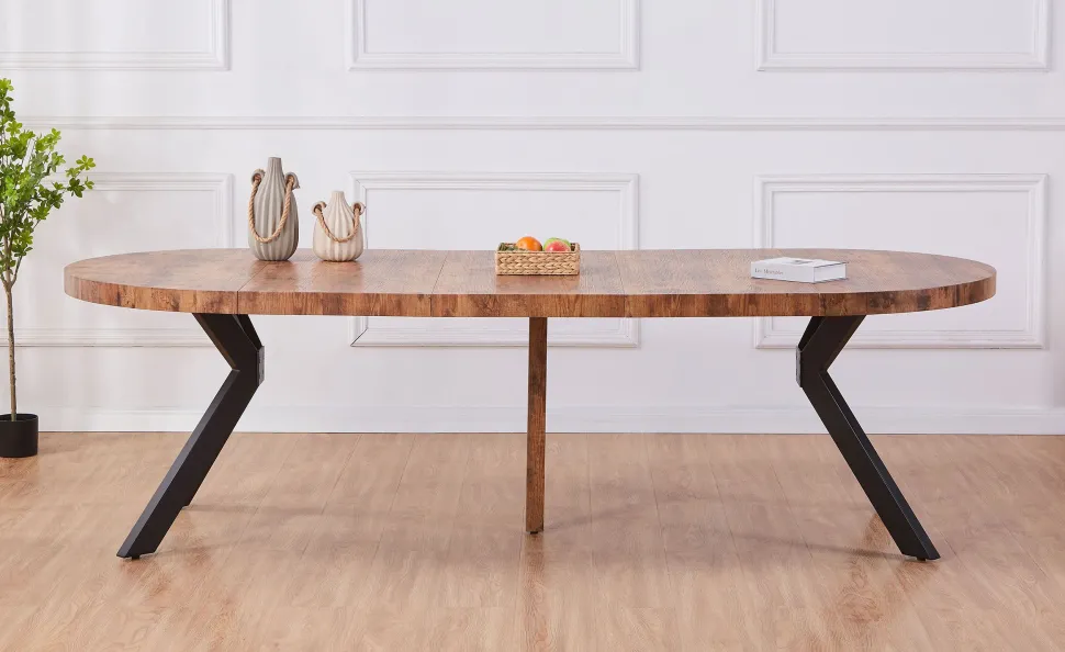 Table ronde extensible Myriade Noir et Noyer