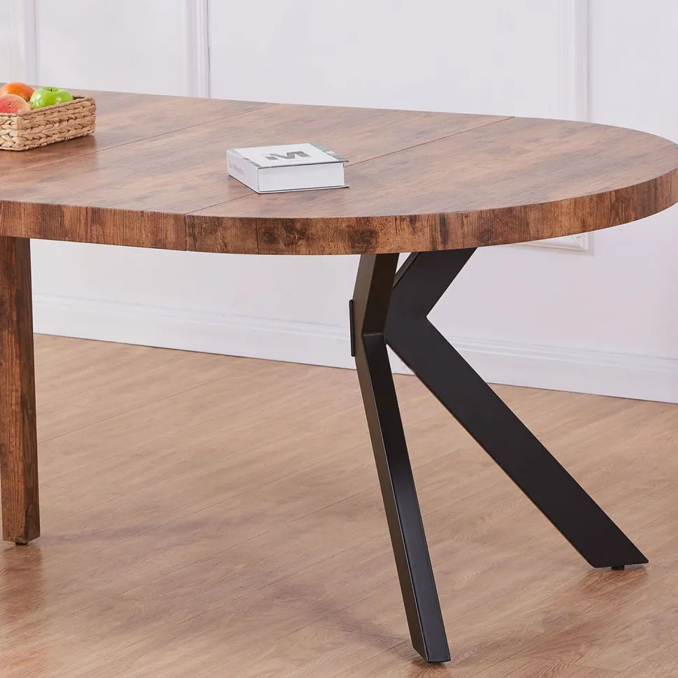 Table ronde extensible Myriade Noir et Noyer
