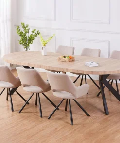 Table ronde extensible Myriade Noir et Chêne Clair