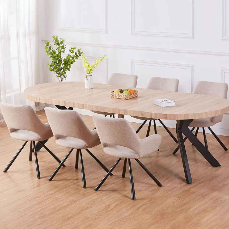 Table ronde extensible Myriade Noir et Chêne Clair