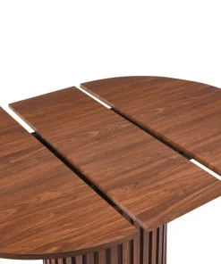 Table ronde extensible pied central style colonne Burkina 120-160cm Bois Noisette