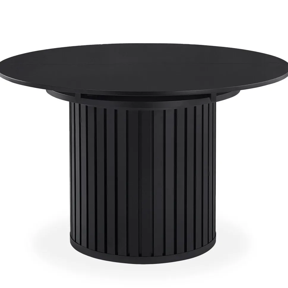 Table ronde extensible pied central style colonne Burkina 120-160cm Noir