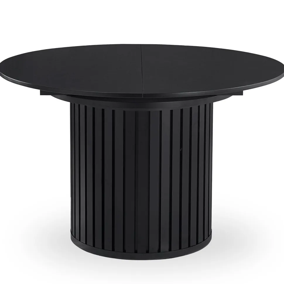 Table ronde extensible pied central style colonne Burkina 120-160cm Noir