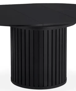 Table ronde extensible pied central style colonne Burkina 120-160cm Noir