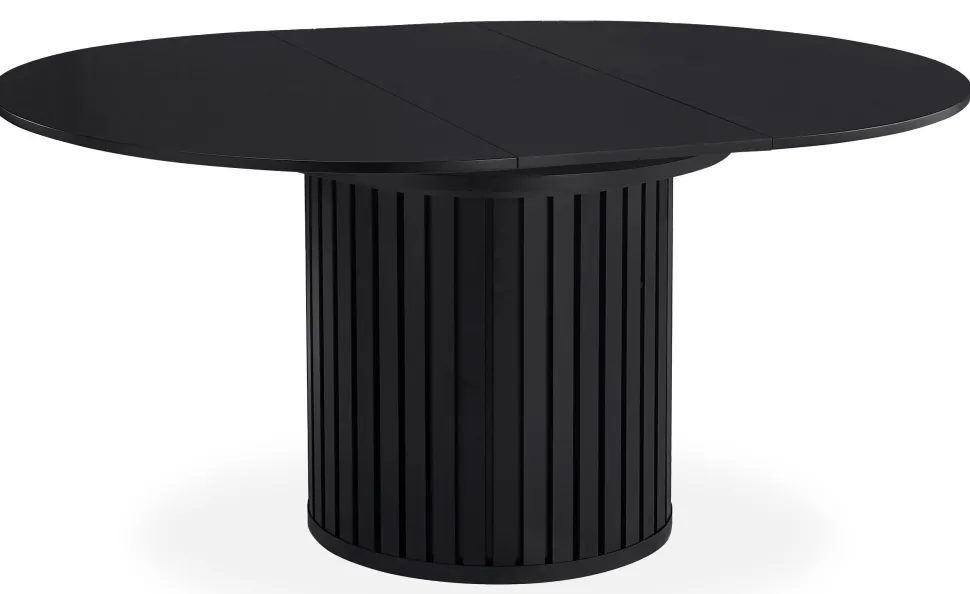 Table ronde extensible pied central style colonne Burkina 120-160cm Noir