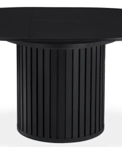 Table ronde extensible pied central style colonne Burkina 120-160cm Noir