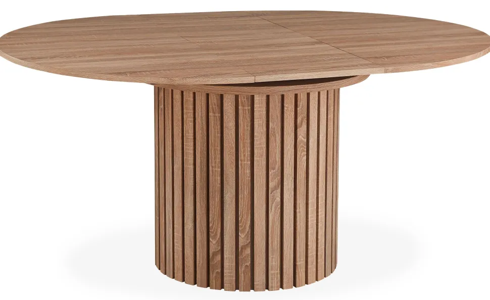 Table ronde extensible pied central style colonne Burkina 120-160cm Bois Sonoma