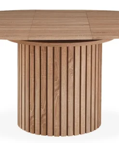Table ronde extensible pied central style colonne Burkina 120-160cm Bois Sonoma