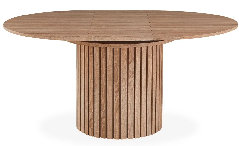 Table ronde extensible pied central style colonne Burkina 120-160cm Bois Sonoma