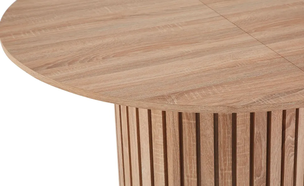 Table ronde extensible pied central style colonne Burkina 120-160cm Bois Sonoma