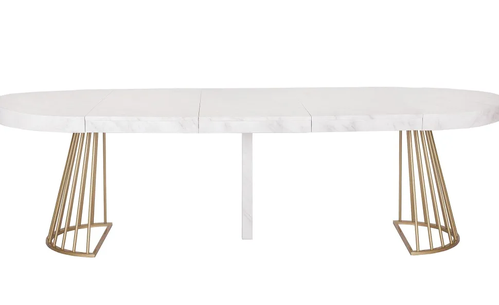 Table ronde extensible Soare Effet Marbre pieds Or