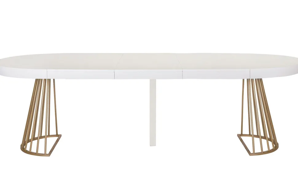 Table ronde extensible Soare Blanc pieds Or