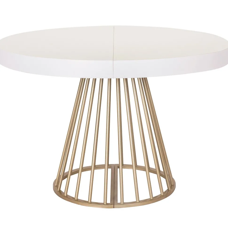Table ronde extensible Soare Blanc pieds Or