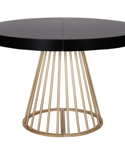 Table ronde extensible Soare Noir pieds Or