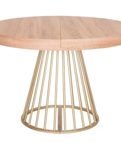 Table ronde extensible Soare Chêne Clair pieds Or