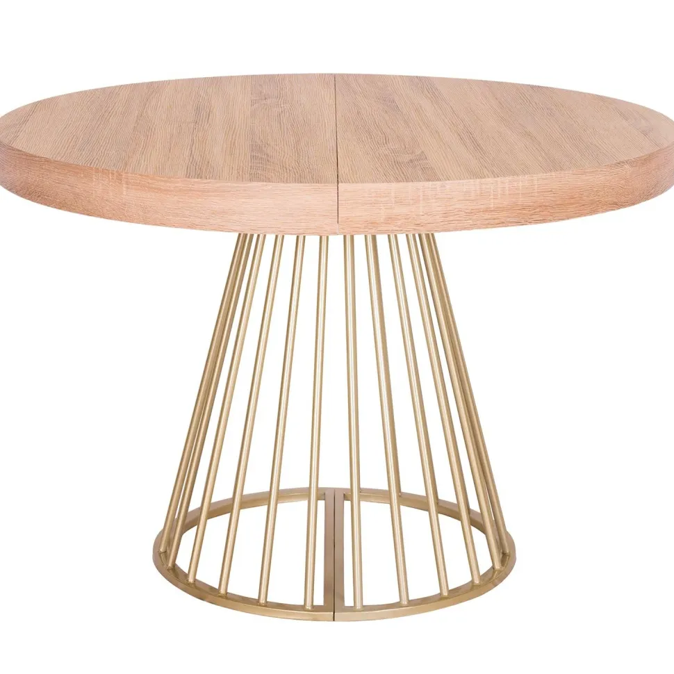 Table ronde extensible Soare Chêne Clair pieds Or
