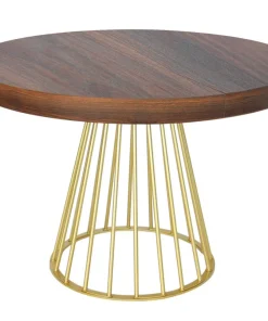 Table ronde extensible Soare Bois Noisette pieds Or