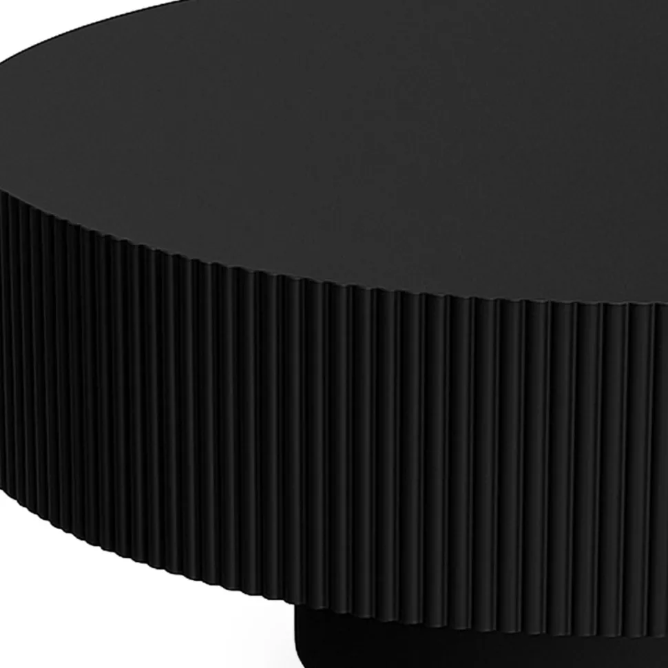 Table ronde L78,5cm avec rainures verticales scuptées Pulsar Noir