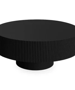 Table ronde L78,5cm avec rainures verticales scuptées Pulsar Noir