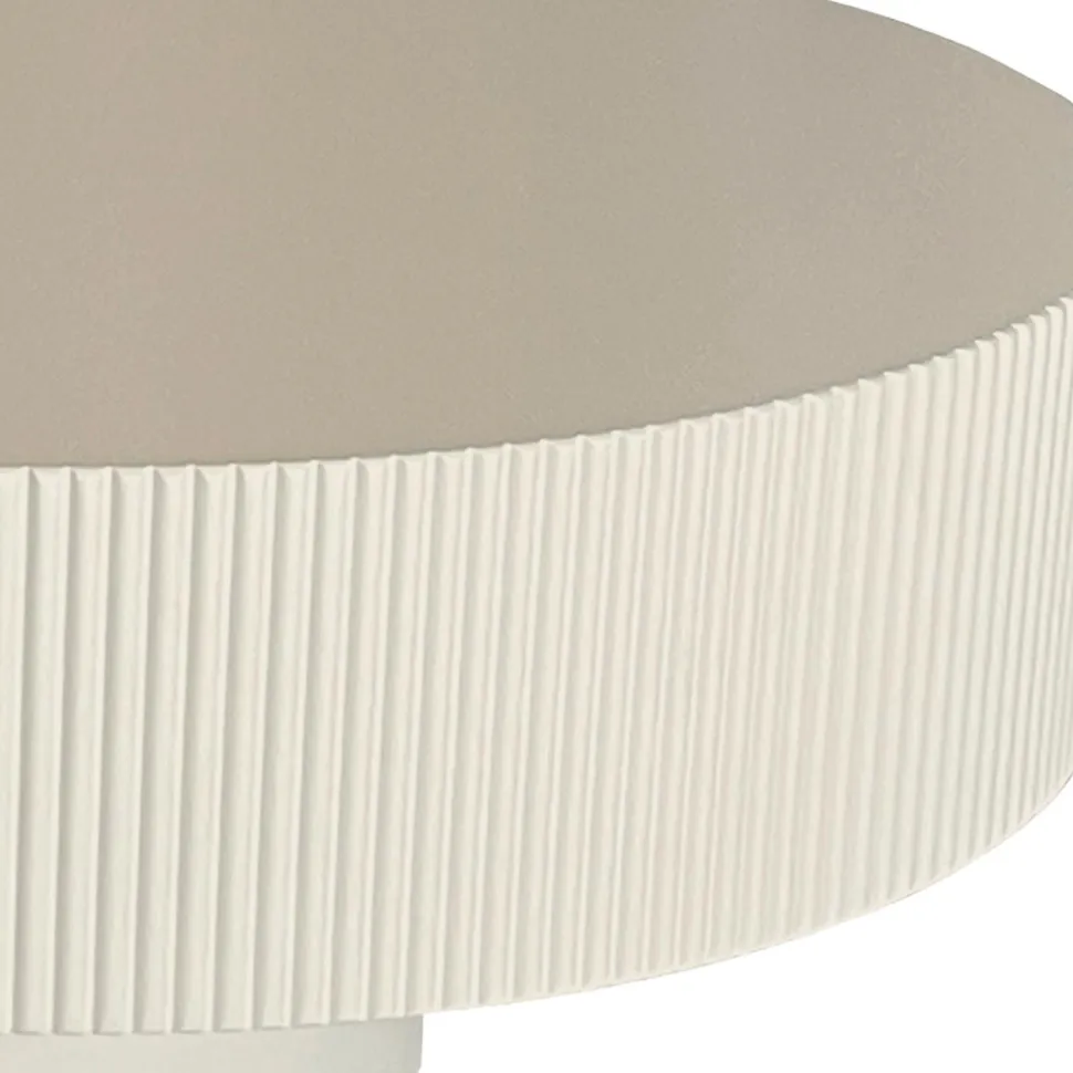 Table ronde L78,5cm avec rainures verticales sculptées Pulsar Blanc cassé
