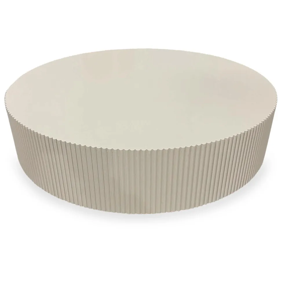 Table ronde L78,5cm avec rainures verticales sculptées Pulsar Blanc cassé