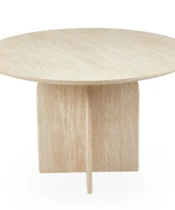 Table ronde élégante 120cm Calyptus Effet travertin Beige