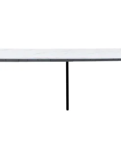 Table ronde style japandi extensible 310cm Tulipa rallonges intégrées Effet marbre Blanc