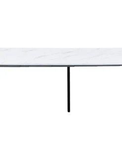 Table ronde style japandi extensible 310cm Tulipa rallonges intégrées Effet marbre Blanc