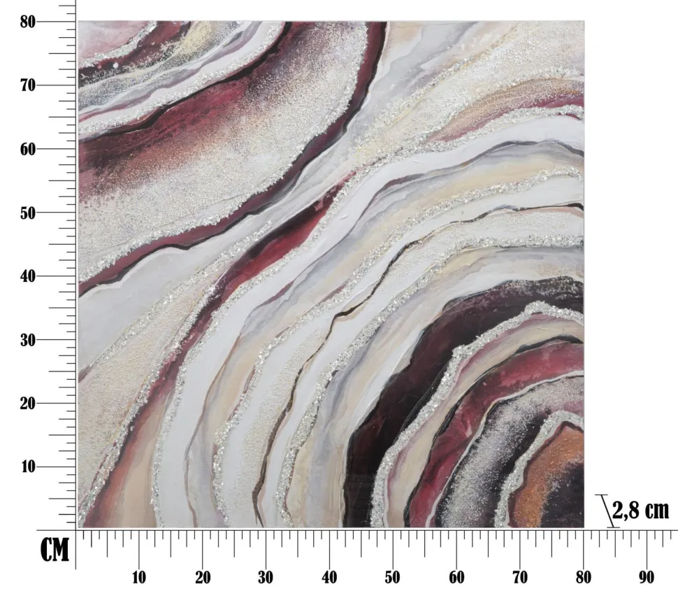 Tableau abstrait encadré en bois massif multicolore