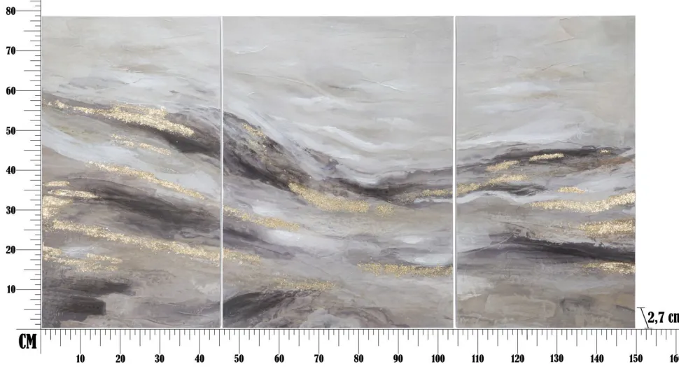 Tableau abstrait monty cadre en bois 3 pièces