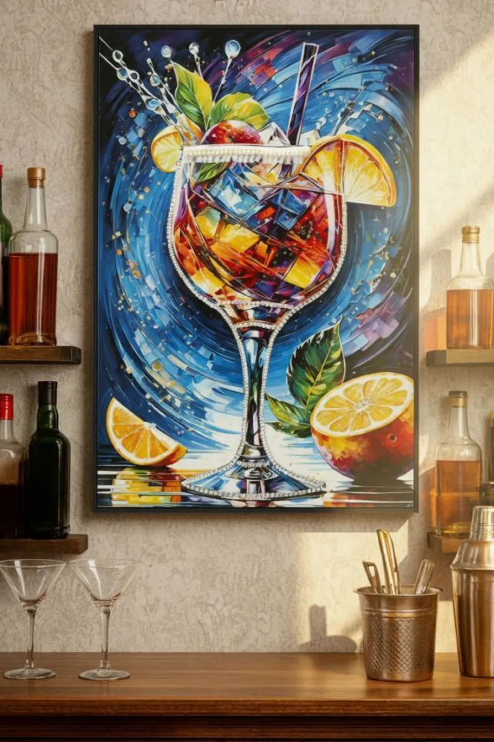 Tableau Cocktail Laqué avec Cadre