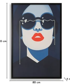 Tableau LED Cécille femme pop rouge et bleu