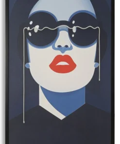 Tableau LED Cécille femme pop rouge et bleu