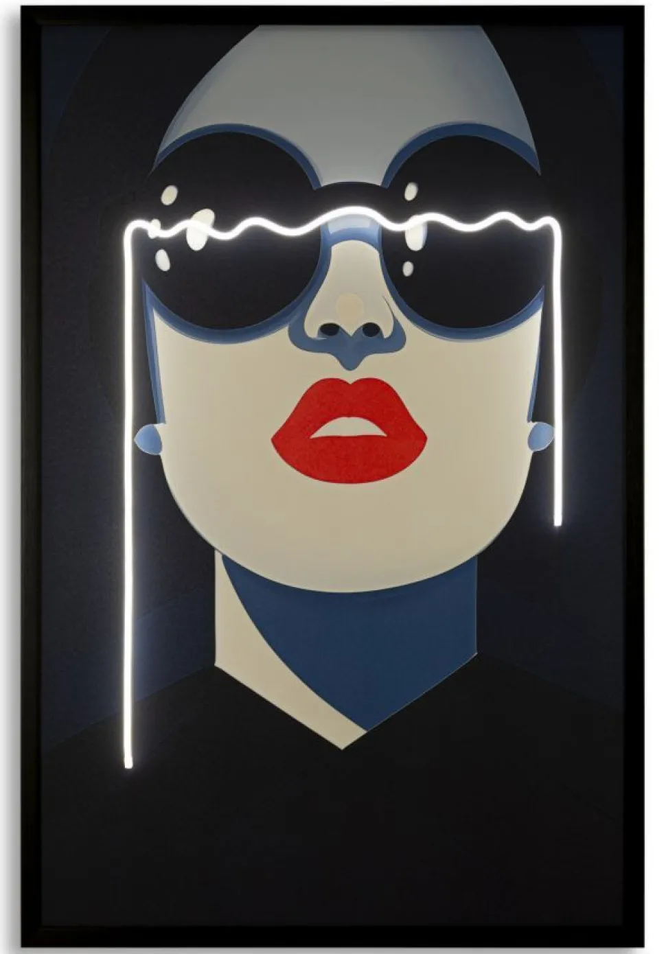 Tableau LED Cécille femme pop rouge et bleu