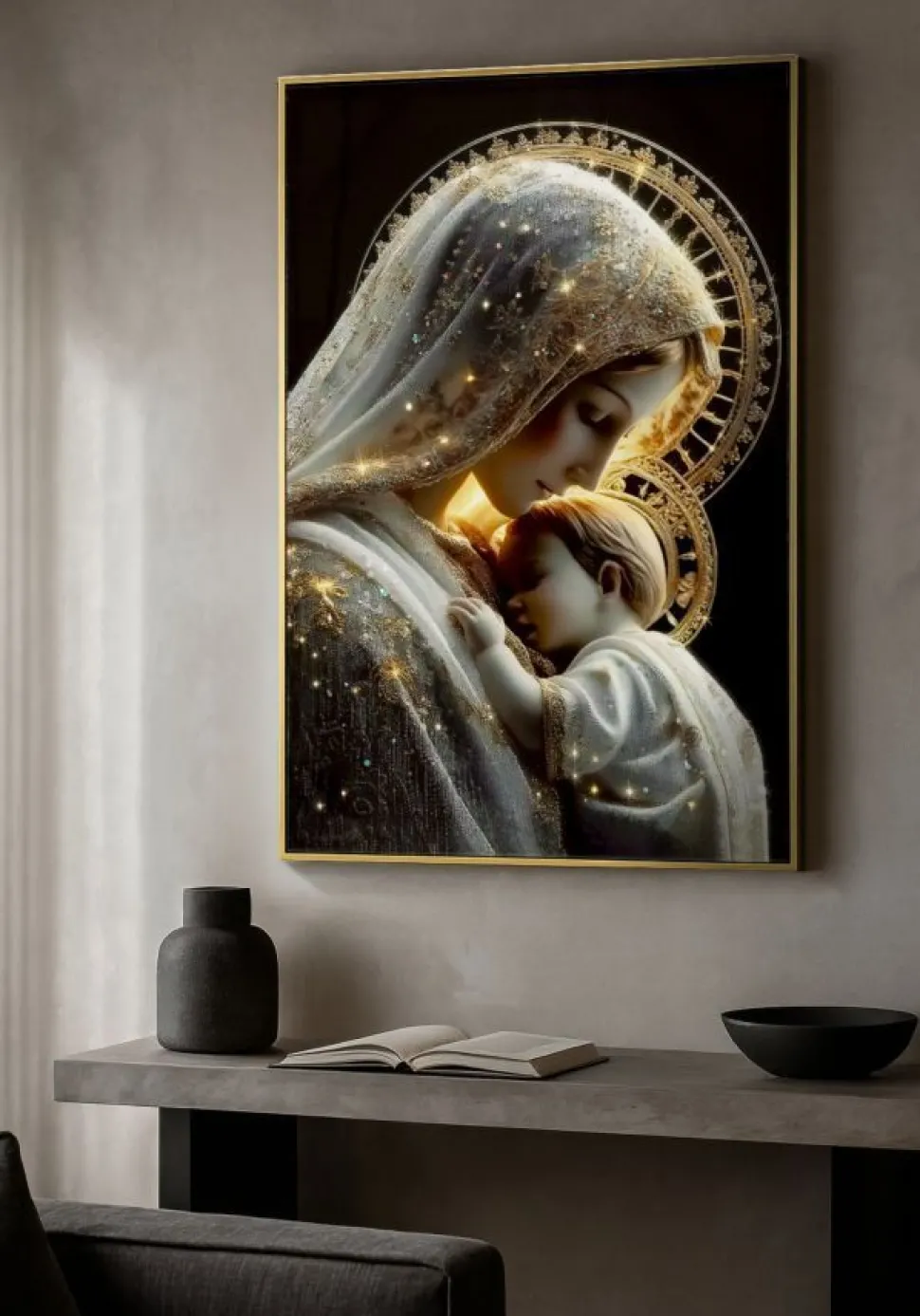 Tableau maternité Laqué Cadre Doré