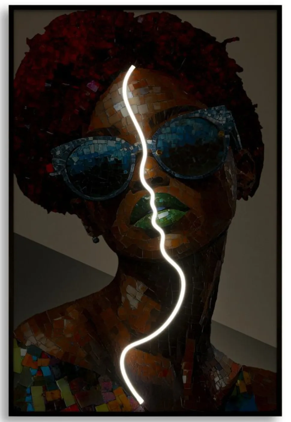 Tableau mural 3D LED Afro Multi-couleurs