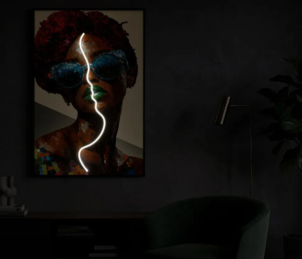 Tableau mural 3D LED Afro Multi-couleurs