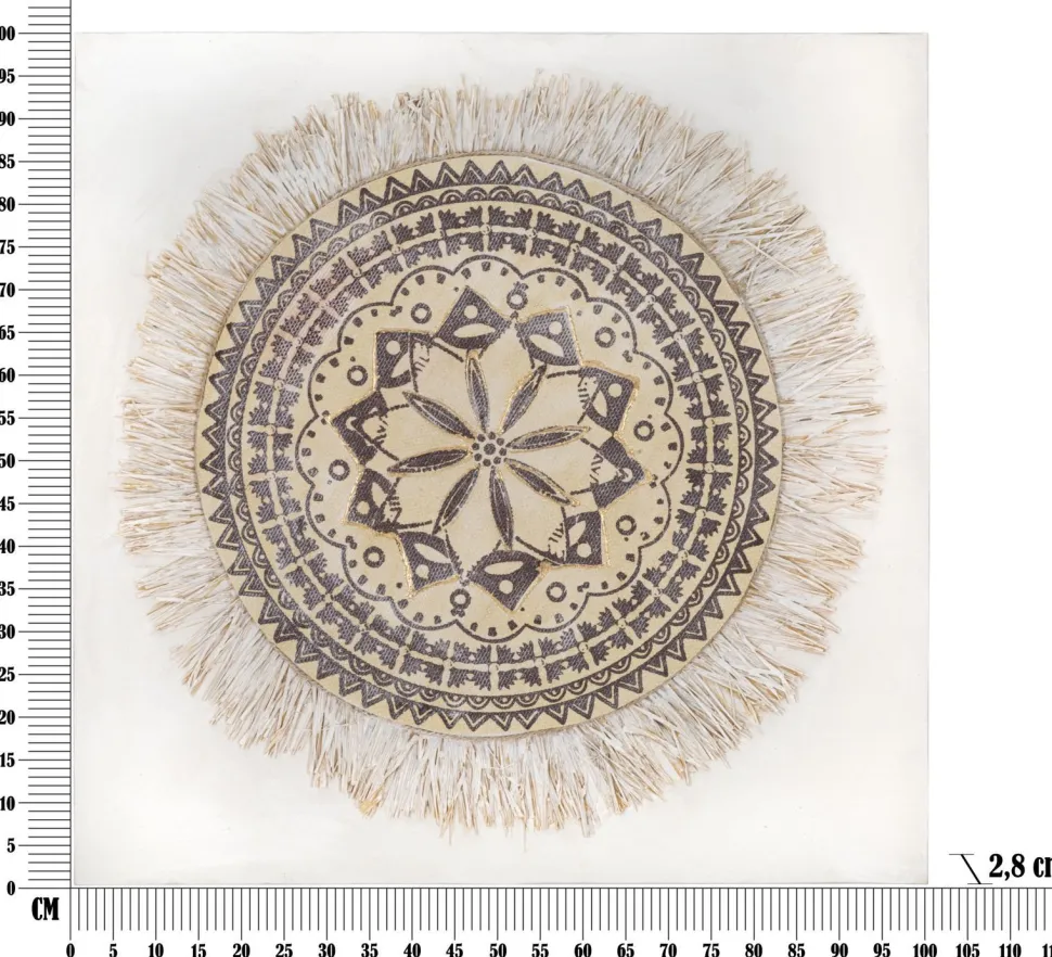 Tableau mural Malind Motifs géométriques Décorations en relief Bois massif Marron