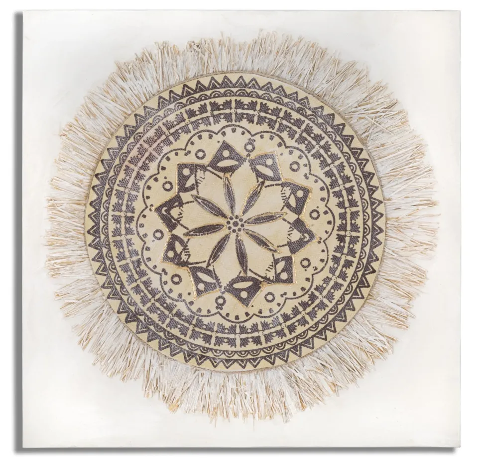 Tableau mural Malind Motifs géométriques Décorations en relief Bois massif Marron