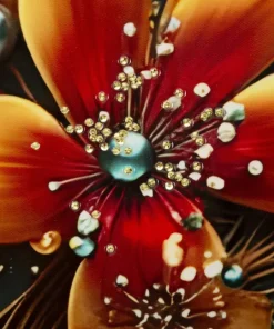 Tableau Papillon Turquoise avec Fleurs Lumineuses