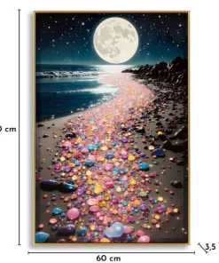 Tableau paysage nocturne cadre Laqué