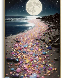 Tableau paysage nocturne cadre Laqué