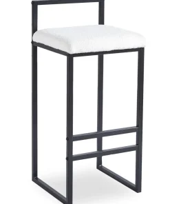 Tabouret de bar en métal Drakkar Noir et Tissu bouclette Crème
