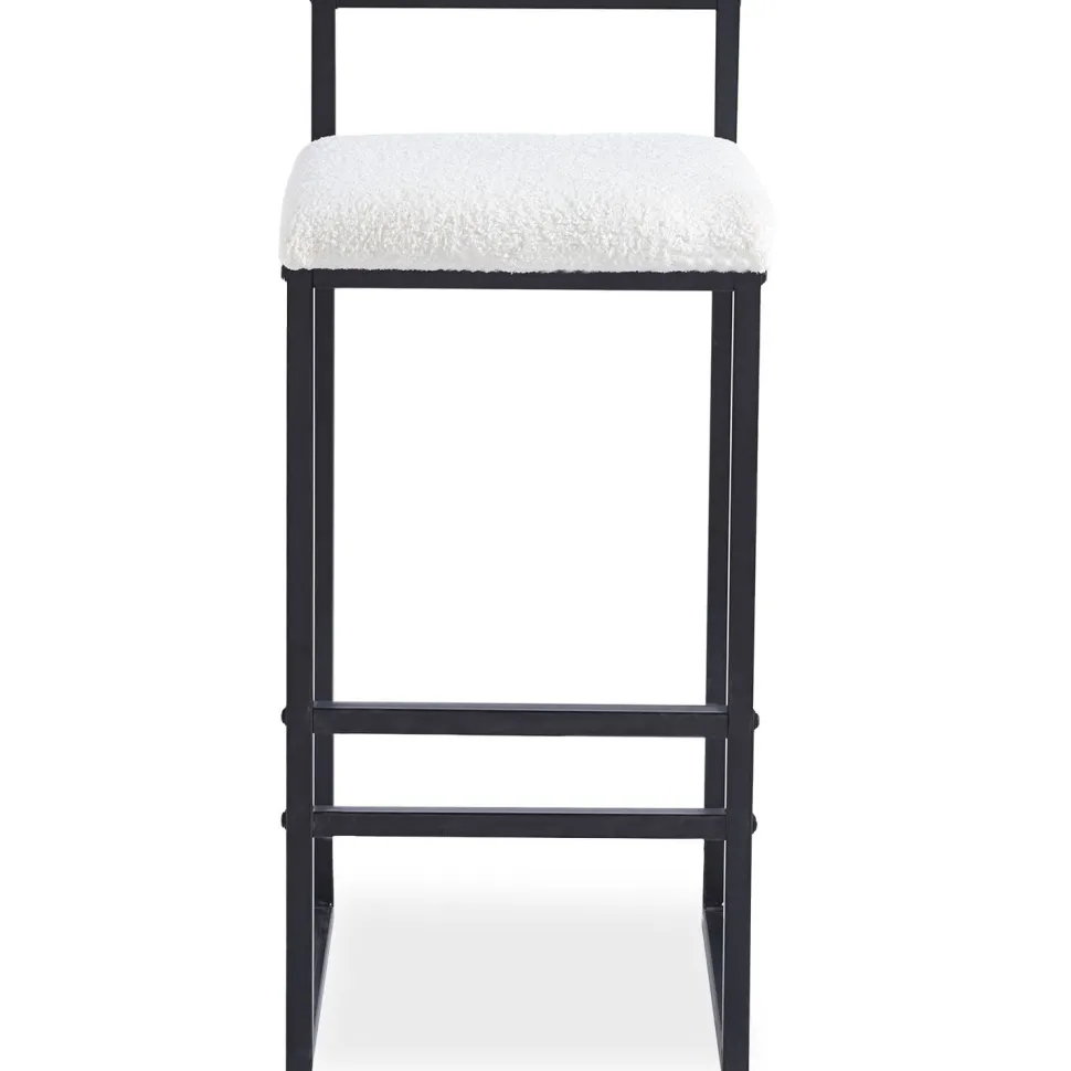 Tabouret de bar en métal Drakkar Noir et Tissu bouclette Crème