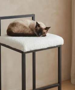 Tabouret de bar en métal Drakkar Noir et Tissu bouclette Crème