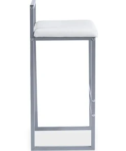 Tabouret de bar en métal Drakkar Argent et Velours Blanc