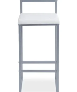 Tabouret de bar en métal Drakkar Argent et Velours Blanc