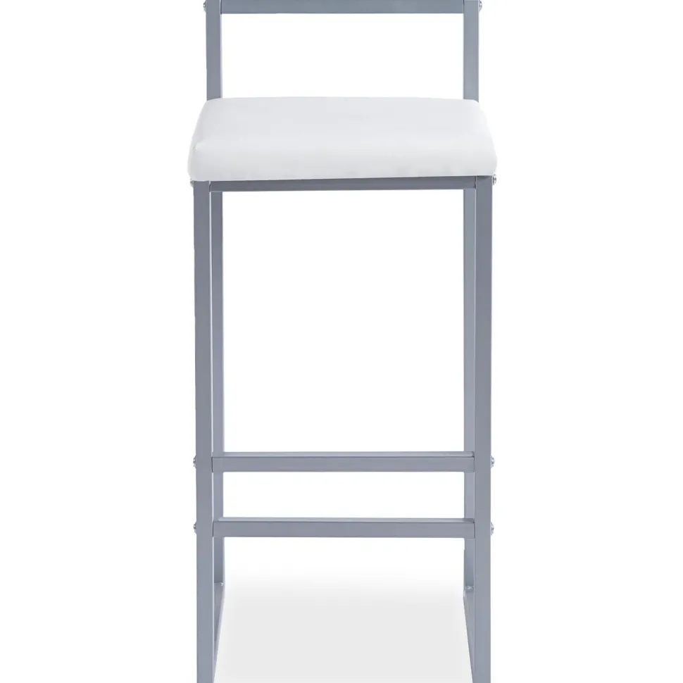 Tabouret de bar en métal Drakkar Argent et Velours Blanc